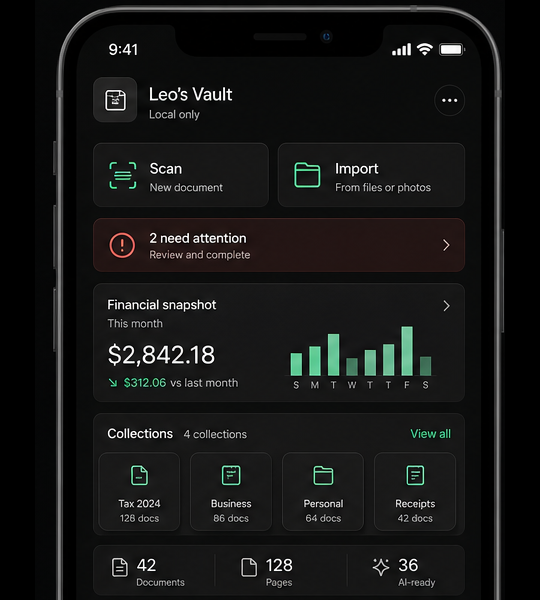 Pocket Archive iPhone app home screen